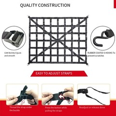 Cargo Net for Truck Bed and Roof Rack with Adjustable Hooks