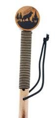 55″/3Pc Detachable Pine Wood Hiking Stick (Wolf Design)
