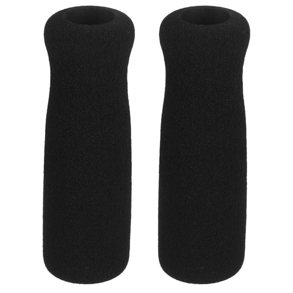 2PCS Elderly Walking Stick Handle Foam Cover Non‑Slip Grip Black