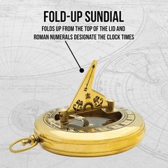 Brass Compass Sundial | Velvet Lined Display Box | Sundial With Roman Numerals