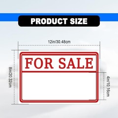 2-Pack Automotive Decals 12×8 Inch For Sale Sign Stickers, Self-Adhesive