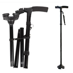 2 Pack Folding Walking Cane 5-Level Adjustable LED Light Travel Camping Hiking
