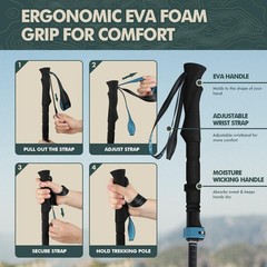Walking Sticks Collapsible Hiking Poles,Lightweight Trekking Poles Made of Ca…