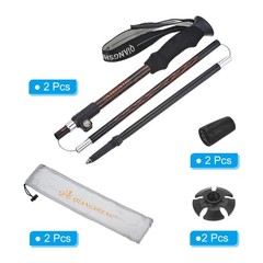 2Pcs Trekking Poles, Collapsible Hiking Pole 43-53 Inch Telescopic Folding Red
