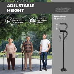 Lightweight Folding Walking Stick with Adjustable Height, 1 Pair