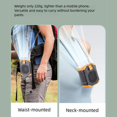 Portable Neck Fan with Waist Clip and 5 Speed Settings USB Rechargeable 1800mAh