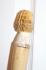 Custom Made Red Oak Walking Hiking Stick with Antler Morel Mushroom Carving