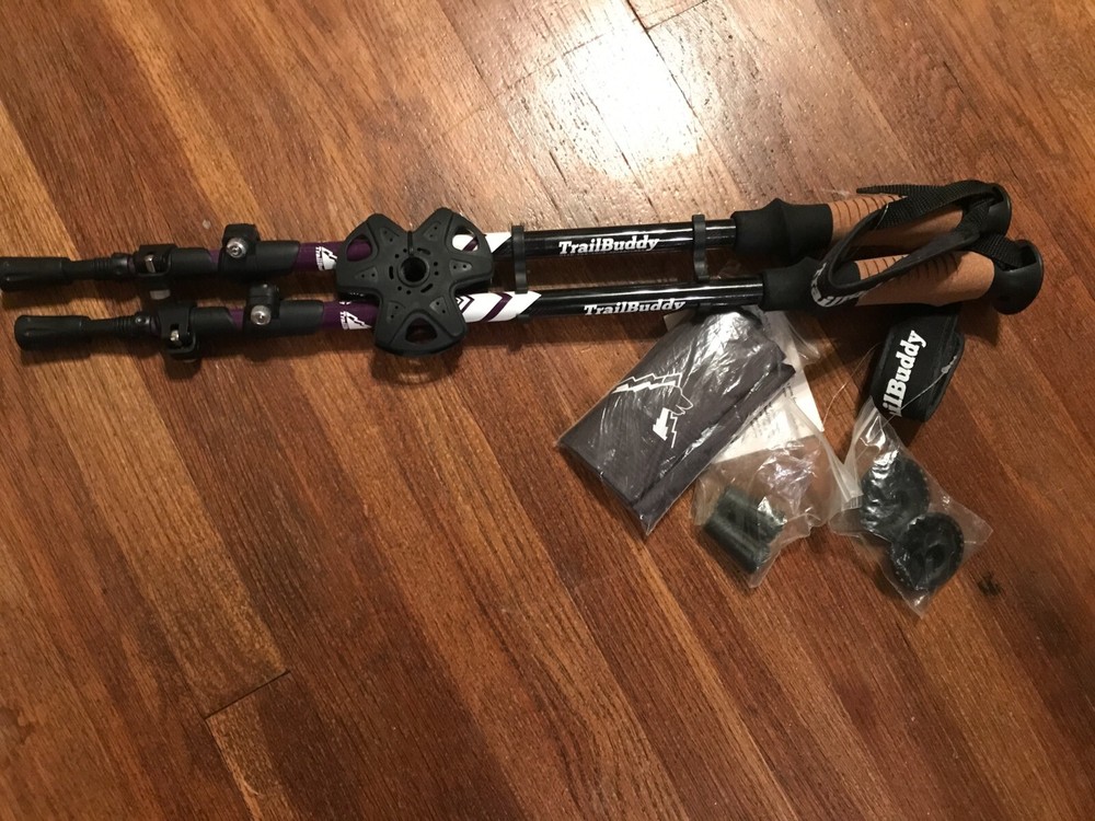 TrailBuddy Ultra-Strong Aluminum & Cork Trekking Poles- Purple – NWT