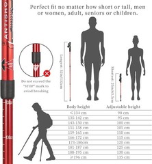 Lightweight Adjustable Shock Absorbing Trekking Poles, 2-pc Pack