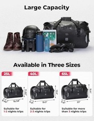 Waterproof Motorcycle Dry Bag – Duffle Tail Bag Soft Luggage, 40L Black