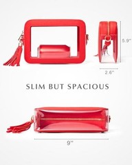 Clear Bag for Stadium Events – Stadium Approved Clear Purse Crossbody Bag Red