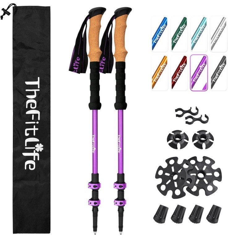 Trekking Poles – Lightweight 7075 Aluminum Hiking Sticks with Cork Purple Color