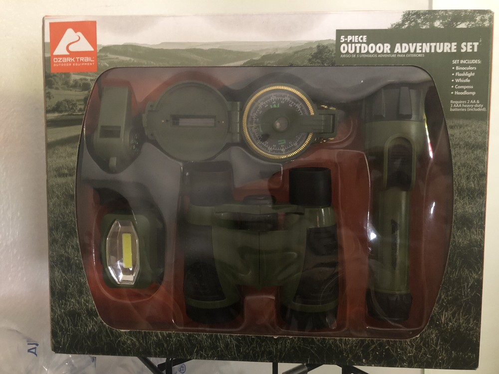 NEW Ozark Trail 5 Piece Outdoor Adventure Set Binoculars Compass Flashlight more