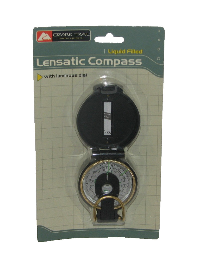 Ozark Trail Lenastic Compass liquid Filled with Luminous Dial NEW