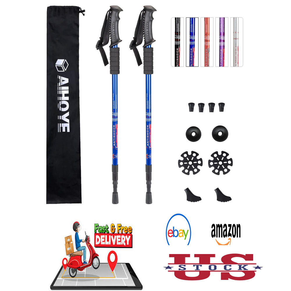 Hiking Trekking Poles, Collapsible Lightweight Anti Shock Adjustable Walking