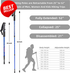 2 Pack Collapsible Trekking Poles Lightweight Anti Shock Adjustable Hiking – US