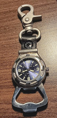 Cedar Creek Quartz Watch Compass Bottle Opener on Clip Camping $ NO RESERVE $