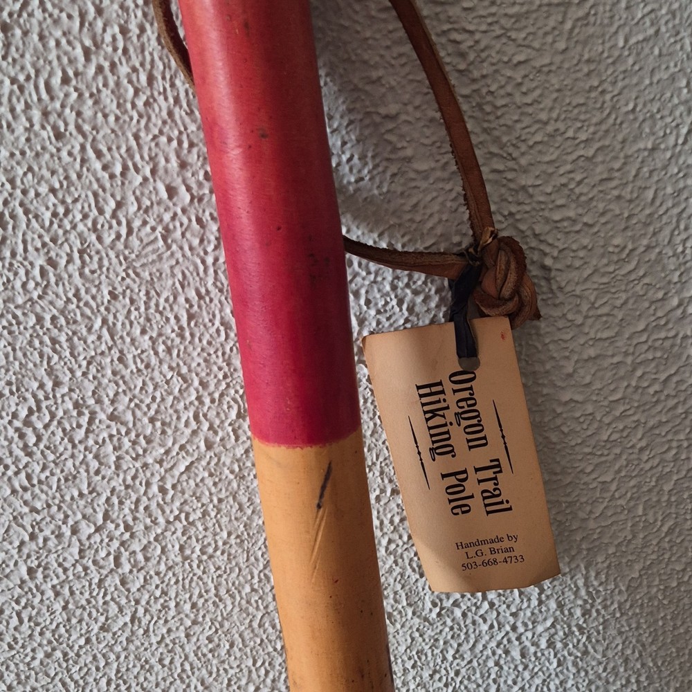 Oregon Trail Handmade Wood Hiking Staff Red Tan Unisex Adult Walking Pole