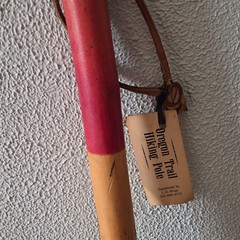 Oregon Trail Handmade Wood Hiking Staff Red Tan Unisex Adult Walking Pole