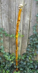 43″ Hand Carved Spiral Mulberry Walking Stick Cane w/ Brass Skull Top Handle #28
