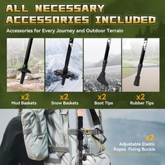 Trekking Poles Aviation Grade Aluminum Alloy-Strong Lightweight Collapsible