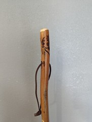Walking Stick, Dog Carving, Hand-carved Hardwood Hiking Staff, Made in USA