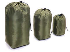 Lightweight 3-pk OD Green 40D Ripstop Waterproof Sil-Nylon Stuffsacks COMBO