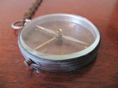 Vintage Clear Glass Handheld Hiking Camping Mapping Compass Made in Japan