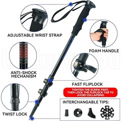 Lightweight Anti-Shock Hiking Poles Adjustable Trekking Sticks Outdoor Use
