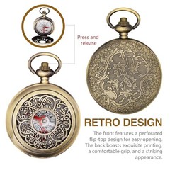 Antique Brass Compass, Retro Pocket Compass, Waterproof Survival Compass for