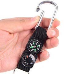 3PCS Camping Thermometer Mini Carabiner w/ Keychain Compass Keyring US