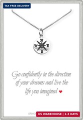 Small Compass Necklace Sterling Silver, Go Confidently in the Direction of Your