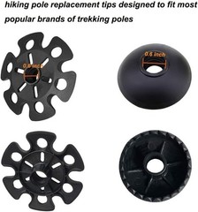 10 Pack Replacement Rubber Tips & Baskets for Trekking & Hiking Poles