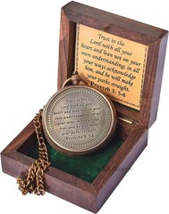 Trust in The Lord with All Your Heart -Proverbs 3: 5-6 Quote Engraved Compass…