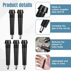 5-Pack Universal Trekking Pole Tips – Durable Metal, Snow & Mud Grip Protecto…