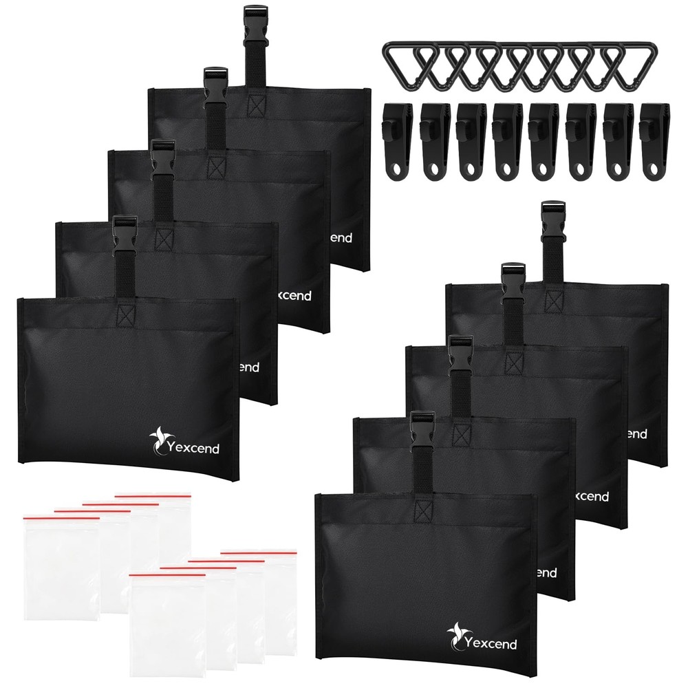 Yexcend 8 Packs Boat Cover Sand Bag Mooring Kit, 600D Marine Grade Black