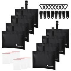 Yexcend 8 Packs Boat Cover Sand Bag Mooring Kit, 600D Marine Grade Black