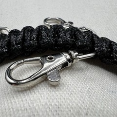 Black Paracord Keychain Wristlet Multi Clip Carabiner Key Holder EDC Tactical