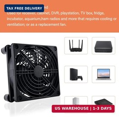 Quiet 120mm Router Fan Cooler with L/M/H 3-Degree Speed Controller, DC 5V USB Po