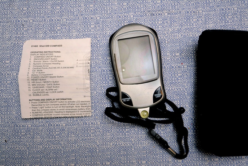 SHERRILL ELECTRONIC DIGITAL COMPASS and ALARM INCLUDES CASE