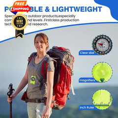 Outdoor Compass with Adjustable Declination, Magnifier, 1PCS, 1 PACK Green