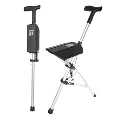 Lightweight Folding Hiking Pole with Seat, Aluminum Walking Stick, Anti-Slip, Ea
