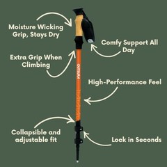 Carbon Fiber Hiking Stick 2 Pack – Professional Grade, Charcoal Gray