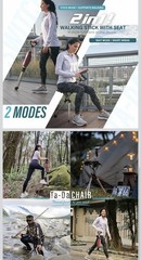 Ta-Da Chair 2-in-1 Walking Stick Seat Cane Adjustable D-Handle Phone Holder