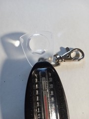 pre-owned multifunction key chain 4-1. compass. magnifier. whistle , thermometer