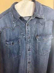 STETSON COWBOY WESTERN RETRO DENIM SHIRT W/ BLACK PEARL SNAPS – MEN’S XL