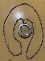 Vintage Japan Double Two Sided Glass Pocket Compass Transparent WWII Rare Chain