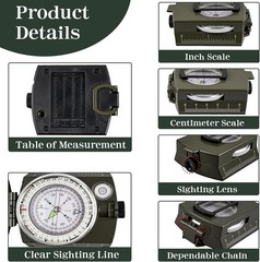 Compasses，Hiking Compass for Survival with ，Waterproof Durable and Green