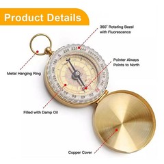 Compass Outdoor, Waterproof Compass, Compass Hiking Portable with Luminous Digit…