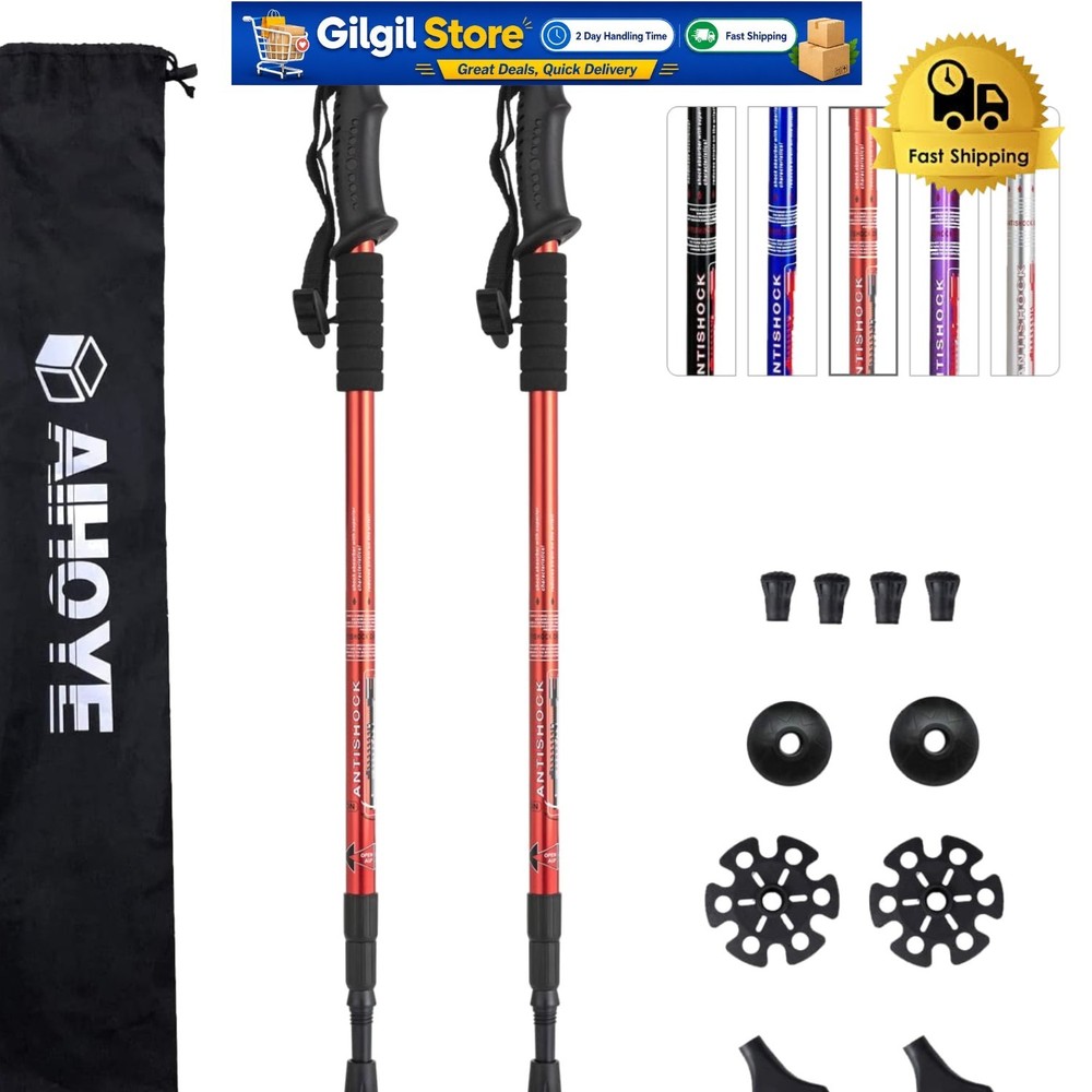 Durable 2-Pack Collapsible Hiking Poles – Adjustable, Lightweight, and Reliable